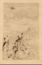 Pierre-Auguste Renoir: Sur la plage, a  Berneval, ca. 1892 etching picture