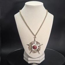 Coro Turkish Enamel Gold Tone Pendant Sefkat Nishani Medal Ottoman Empire 1950s picture