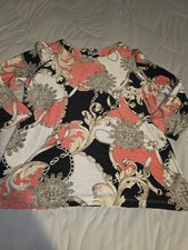 Women Top Jm Collection Size Medium.  Pink And Black paisley blouse picture