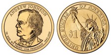 2011 P&D Andrew Johnson Presidential $1 Golden Dollar Coin – Circulated/Shiny picture