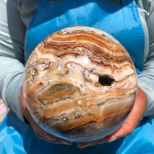 7.85LB Natural Striped Agate Ball Quartz Crystal Sphere reiki healing picture