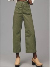 Anthropologie Maeve Colette High-Rise Wide-Leg Pants in Magic Fabric Green 28 picture