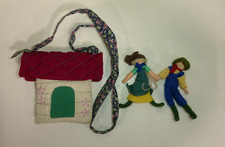 Vintage HearthSong Fabric Dollhouse Purse w/1 Boy & 1 Girl Small Dolls picture