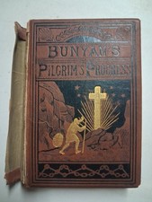 1870s-80s John Bunyan's PILGRIM'S PROGRESS Gilded ORNATE Binding Victorian picture