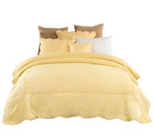 Tache Yellow Matelasse Scalloped Quilted Coverlet Quilt Set Boho Elegant Bedding picture