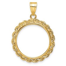 1905-1955 Mexico 5 Pesos Prong Set Knotted Rope Coin Bezel in 14k Gold picture