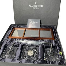 VTG Waterford Crystal Executive Desk Clock with Pens Mirror Base & Box Ireland picture
