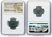 MACEDON. Thessalonica. Gaius (Caligula) (AD 37-41). AE (22mm, 5h). NGC Choice VF picture