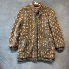 Vintage Outer-Scene Quilted Knit Parka Jacket Zip Up Oversized Cottage Grandpa picture