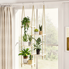 Bamworld Hanging Shelves Plant Hanger Window Plant Shelves Wood Plant Wall Shelf picture