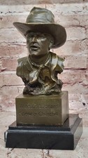 Handmade Signed Milo John Wayne Bronze Sculpture Bust Western Film Legend Decor picture