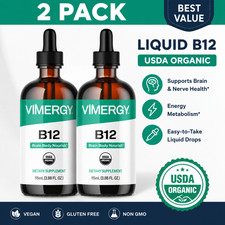 Vimergy USDA Organic Liquid B12 Drops 2 Pack | Methyl & Adenosyl B12 | Vegan Sup picture