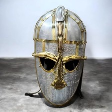 Sutton Hoo Style Viking Helmet | Medieval Anglo-Saxon Helmet | Handcrafted Brass picture