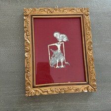 Vintage Tom's Silver Kotagede Art Indonesian Shadow Puppet Wayang Framed picture