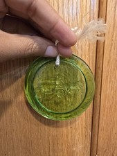 Blenko Glass Round Green Pressed Art Glass Suncatcher Vintage Horse Carriage picture