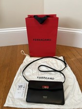 Ferragamo Leather Wallet  “Harley Gancini”  Crossbody Bag in Black NWT picture