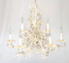 Fabulous MCM Palm Beach 1960s 9 Arm 9 Light CORAL Iron Tole (Heavy) Chandelier picture