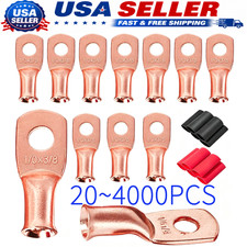 4000pcs 1/0 AWG Gauge Copper Lugs w/ BLACK & RED Heat Shrink Ring Terminals Lot picture