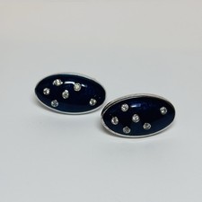 Flli Menegatti Sterling 925 Silver Blue Enamel CZ Dangle Earrings - .42 picture