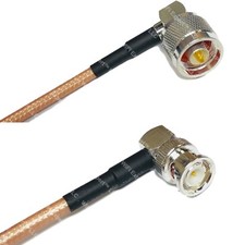 RG400 Silver N MALE ANGLE to BNC MALE ANGLE Coax RF Cable USA Lot picture
