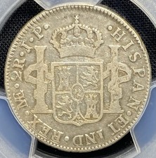 Colonial PERU 1820, King Ferdinand VII SILVER 2 Reales 2R Coin Spain, PCGS F12 picture