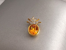 Vintage Retired Signed Swan 1980s Swarovski Amber Crystal Pineapple Pin Brooch picture
