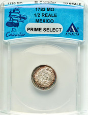  1783 Mexico 1/2R Real EL CAZADOR Silver Shipwreck ANACS Prime Select picture