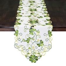 Grelucgo Embroidered Decorative Shamrock Table Runner for St. 14x69 inches picture