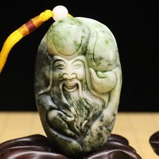 Chinese Natural Dushan Jade HandCarved Exquisite Longevity god Statue 92042 picture