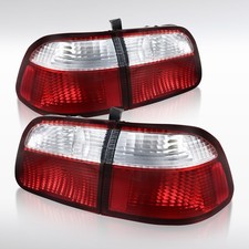 Fit 1999-2000 Honda Civic Sedan Red/Clear Tail lights Brake Lamps Left+Right picture