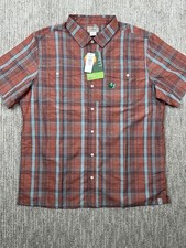 NWT LL Bean Mens SunSmart Cool Weave Shirt Short Sleeve Plaid Red Large Outdoors picture