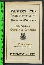 Vintage 1912 Pennsylvania Lines Made in Pittsburgh Train Tour Graphic Map Boolet picture