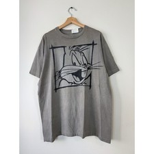 Vintage 90's Looney Tunes Bugs Bunny Single Stitch Gray Tee Shirt - Large picture