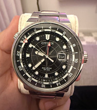 Citizen Eco-Drive Endeavor Men's 44mm Black Dial Silver Steel Bracelet 200m Date picture