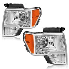2009-2014 Ford F150 Amber Reflector Chrome Pickup Headlights picture