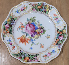 Antique Carl Thieme Reticulated Plate Porcelain Dresden Floral Hand Painted picture