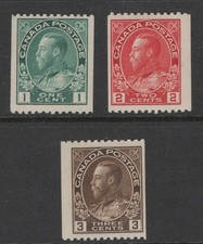 Canada 1915 - 1924 GV P12 Horiz. Coils Sc 131-132, 134 NH VF CV $152.50 picture