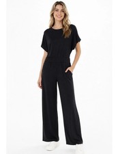 SPANX AirEssentials Jumpsuit PETITE Small Black Wide Leg Dolman Sleeve Travel picture