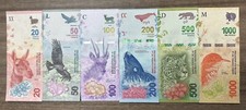 Argentina 20 50 100 200 500 1000 Pesos 6 Pcs SET NEW, 2016-2019 Banknote UNC picture