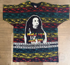 Rare VTG Bob Marley Wake Up And Live All Over Print 1992 T Shirt 90s Rasta XL picture