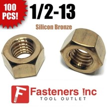 (Qty 100) 1/2-13 Silicon Bronze Finished Hex Nut UNC picture