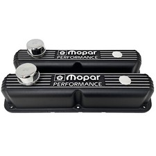 NOS Mopar 318 340 360 Black Finned, Die-Cast Valve Covers picture