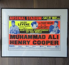 ORIGINAL 1966 MUHAMMAD ALI vs HENRY COOPER ON-SITE BOXING POSTER FRAMED PRISTINE picture