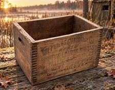 ANTIQUE PETERS CARTRIDGE CO DOVETAIL WOOD AMMO BOX CRATE CINCINNATI OHIO EARLY picture