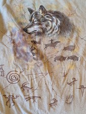 Vintage hazelwoods native american t shirt wolf pictographs NWOT SINGLE STITCH  picture
