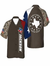 Dont Mess Texas Custom Name State Mens Hawaiian Short Sleeve Shirt Fit DUTY PAID picture