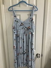 Torrid Light Blue Floral Ruched Skater Dress picture
