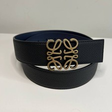 Authentic Women's Reversible Anagram LOEWEBlack & Navy Leather Belt Size 90/36 picture