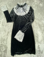 Black Velvet Lace Dress Womens Small Gothic Victorian Cottagecore Dark Academia picture