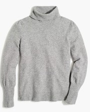Women’s Jcrew Factory Puff Sleeve Sweater In Extra Soft Yarn Heather Grey Size S picture
